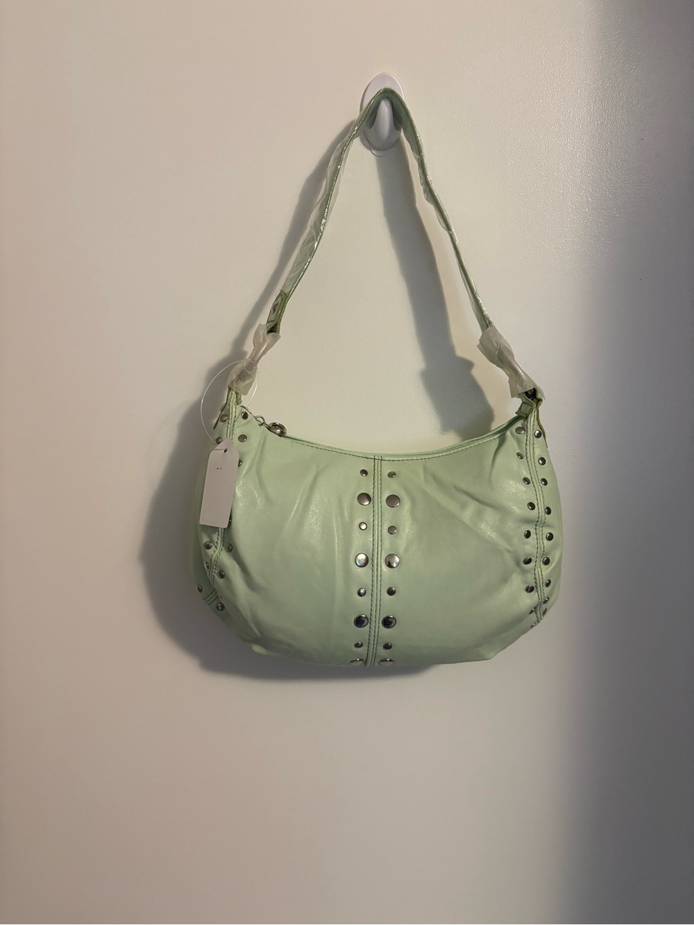 Mint Green Studded Shoulder Bag Y2K Boho Slouchy Purse NEW!